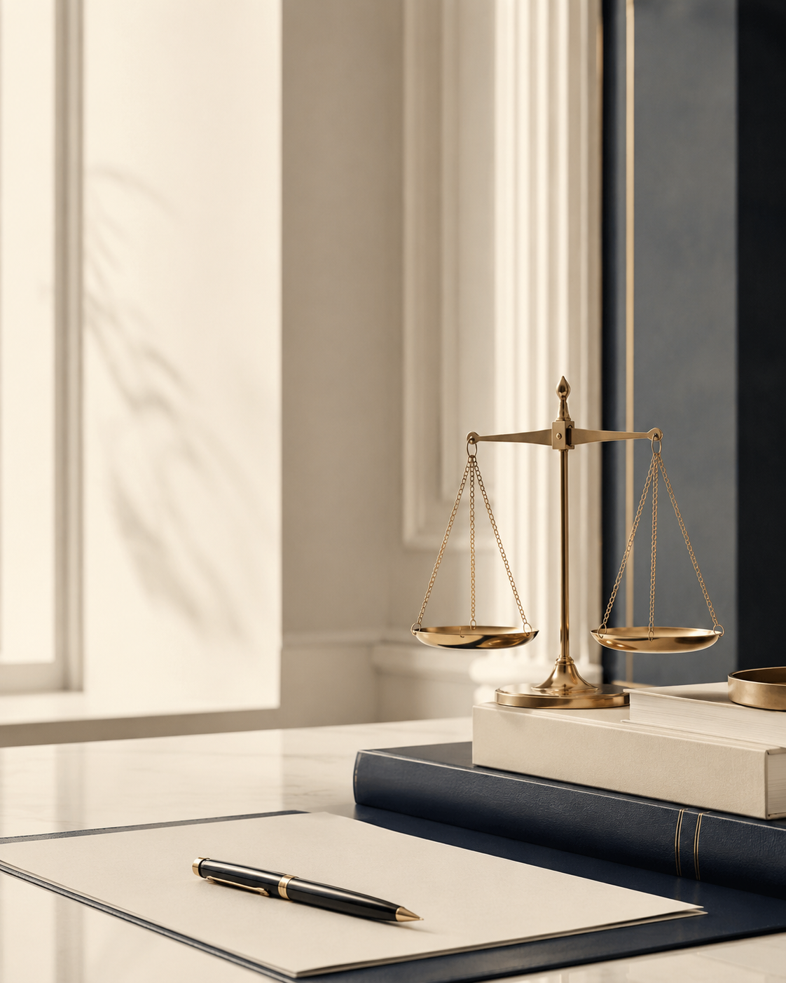 Balanza de la justicia en un estudio jurídico profesional